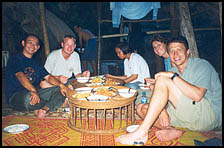 Sharing a meal at the end of a day's trekking